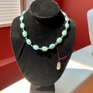 NWT Amazonite & Swarovski crystal necklace sterlng